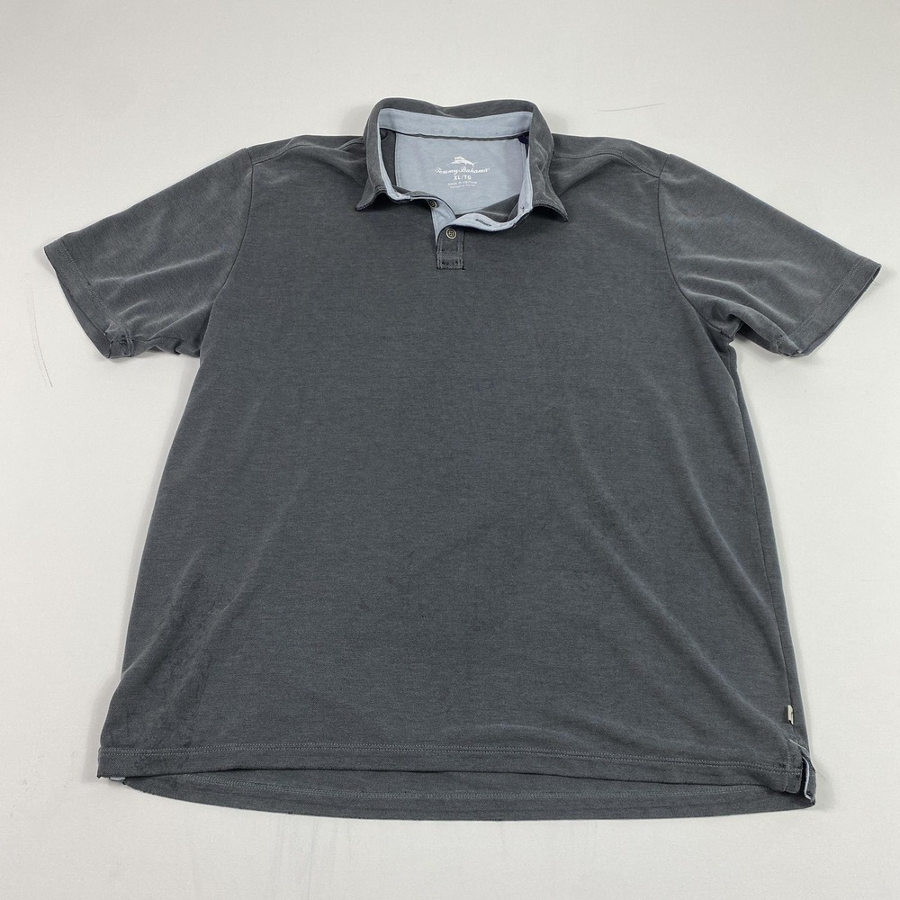 Tommy Bahama Polo Shirt Mens Extra Large Gray Tencel Lyocell Performance Golf